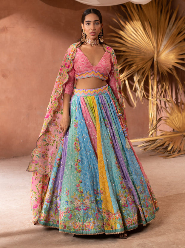 Multi Color Vasansi Silk  Lehenga Set