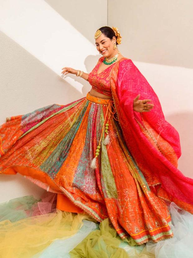 Multi Color Vasansi Silk  Lehenga Set