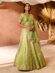 Green Vasansi Silk  Lehenga Set