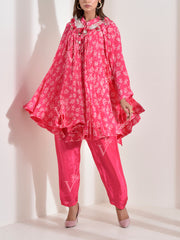 Pink Silk Cape and Pant Set