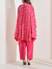 Pink Silk Cape and Pant Set