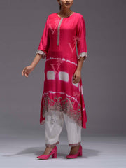 Pink Embroidered Silk Kurta and Pant Set