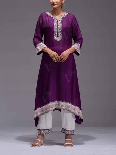 RK, DD35, MTO, Violet , Embroidered Kurta and Pant Set , kurta set , pant set