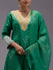 Green Embroidered Silk Suit Set