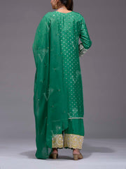 Green Embroidered Silk Suit Set