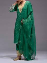 RK, DD35, MTO, Green , Embroidered Suit Set , suit set