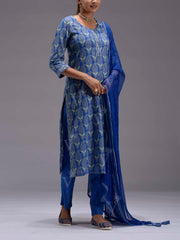 Blue Cotton Suit Set