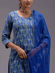 Blue Cotton Suit Set