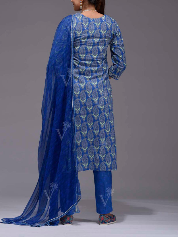 Blue Cotton Suit Set