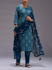 Blue Cotton Suit Set