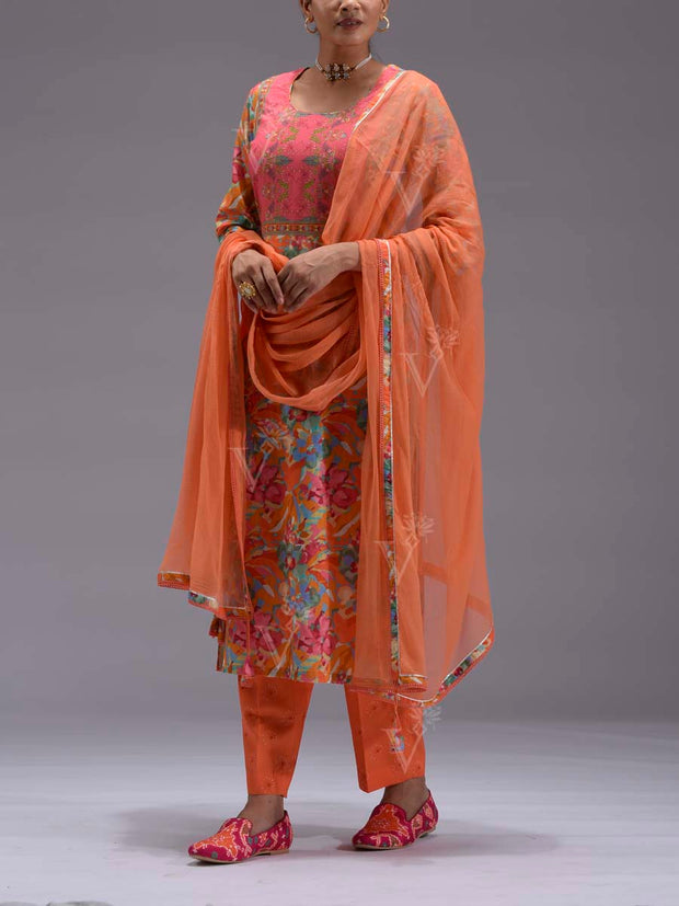 Orange Dobby Cotton Suit Set