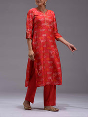 Red Vasansi Silk Kurti