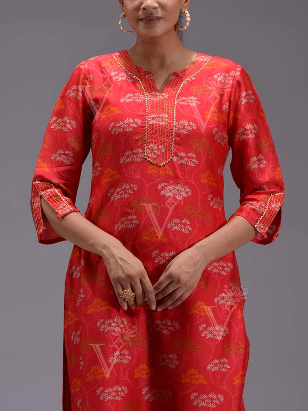 Red Vasansi Silk Kurti