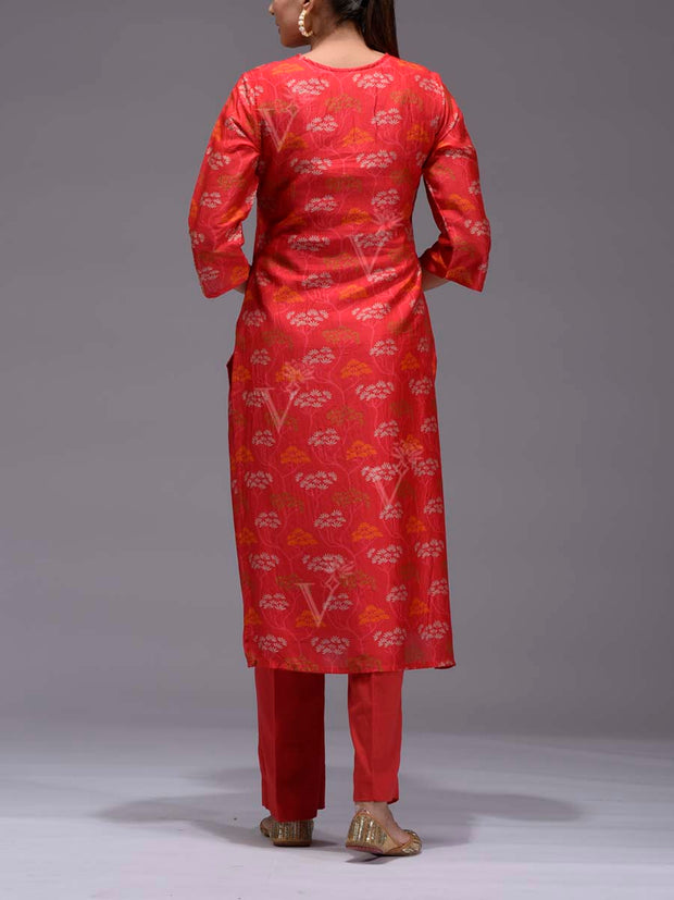 Red Vasansi Silk Kurti