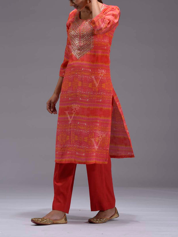 Red-Pink Vasansi Silk Kurti