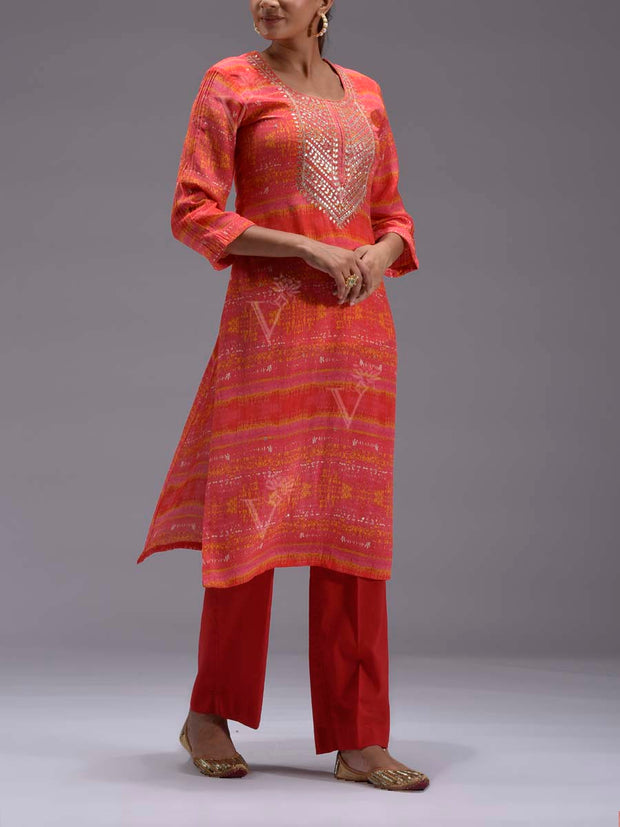 Red-Pink Vasansi Silk Kurti