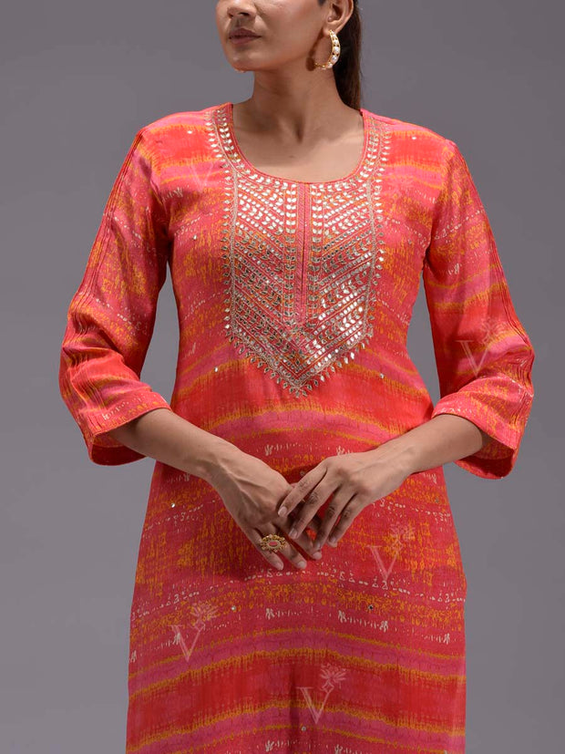 Red-Pink Vasansi Silk Kurti