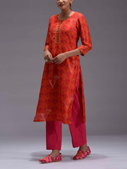 Red Vasansi Silk Kurti