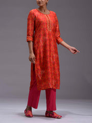 Red Vasansi Silk Kurti