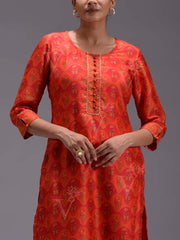 Red Vasansi Silk Kurti