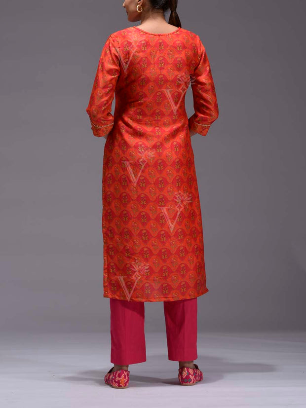 Red Vasansi Silk Kurti