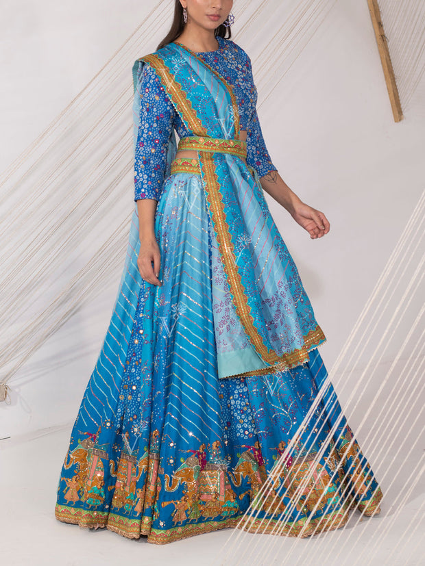 Sky Blue Vasansi Silk Lehenga