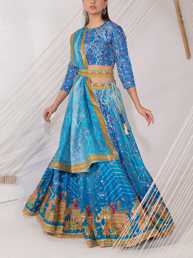 Sky Blue Vasansi Silk Lehenga