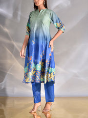 Blue Vasansi Silk Printed Pant Set