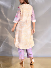 Lilac and Off- White Vasansi Silk Pant Set