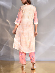 Pink and Off- White Vasansi Silk Pant Set