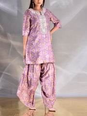 Purple Vasansi Silk Embroidered Kurta and Pant Set
