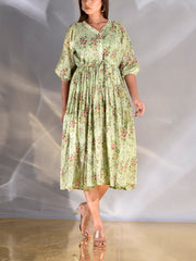 Tea Green Vasansi Silk Dress