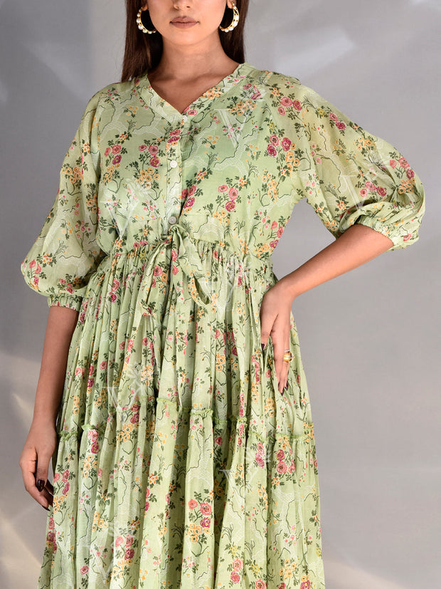 Tea Green Vasansi Silk Dress