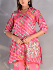 Pink Vasansi Silk Leheriya Co-ord Set