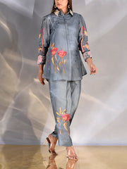Grey Vasansi Silk Embroidered Co-ord Set