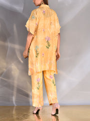 Yellow Vasansi Silk Kaftan and Pant Set