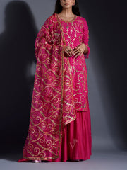 Pink Gotta Patti Georgette Mothda Sharara Set