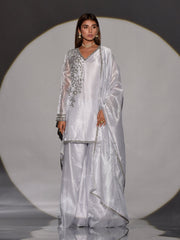 Grey Organza Kurta and Palazzo Set