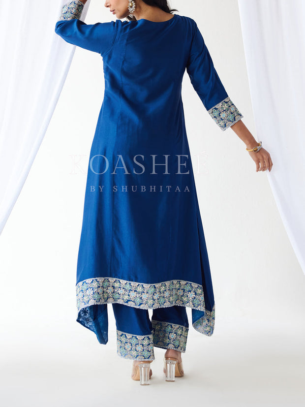 Midnight Blue Embroidered Suit Set