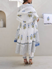 Blue And White Cotton Printed Suit Set