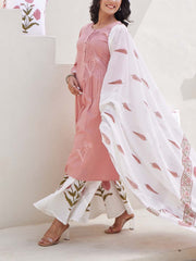 Onion Pink Cotton Printed Suit Set