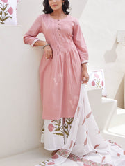 Onion Pink Cotton Printed Suit Set