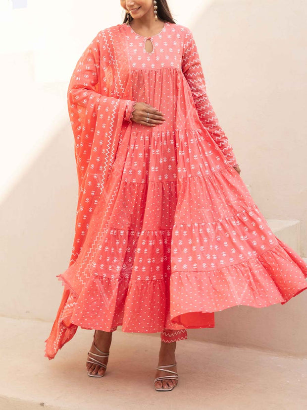 Peach Cotton Suit Set