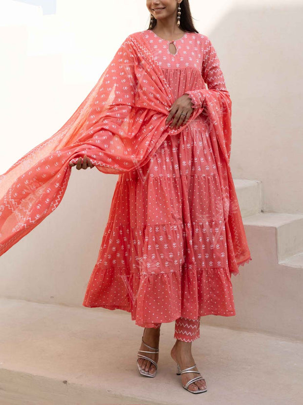 Peach Cotton Suit Set