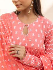 Peach Cotton Suit Set