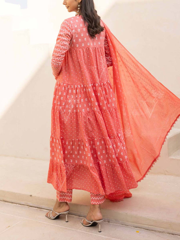 Peach Cotton Suit Set