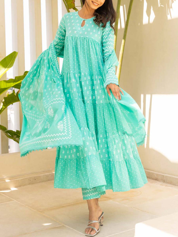 Green Cotton Suit Set