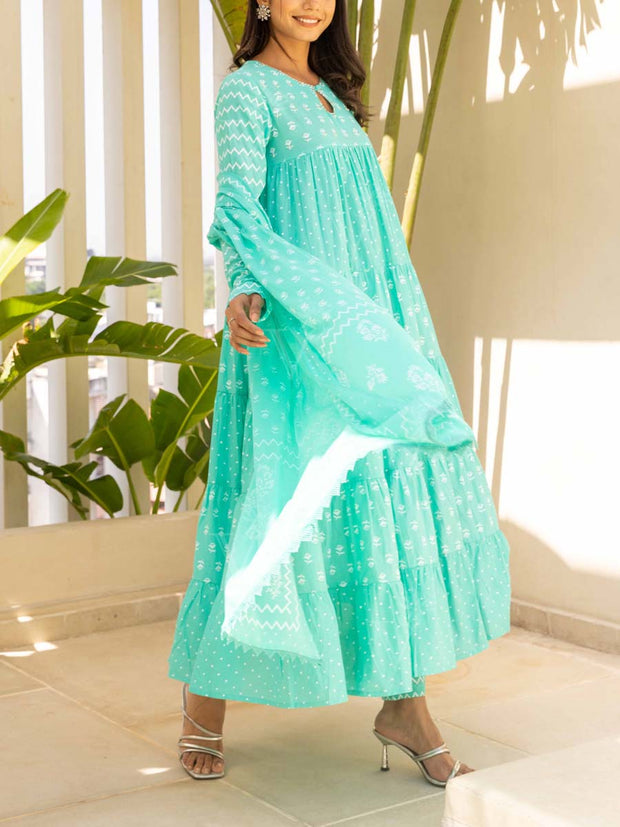 Green Cotton Suit Set
