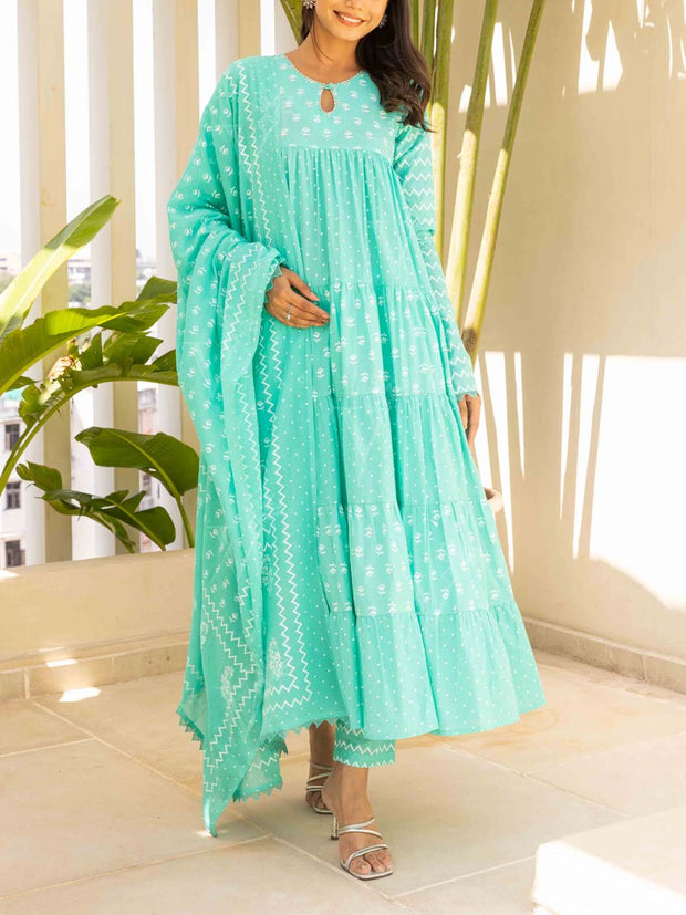 Green Cotton Suit Set