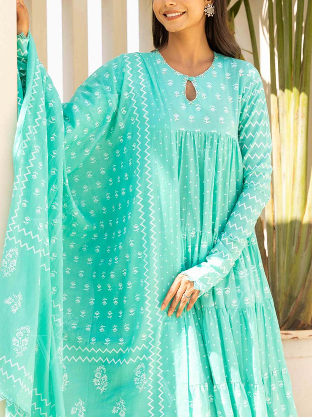 Green Cotton Suit Set
